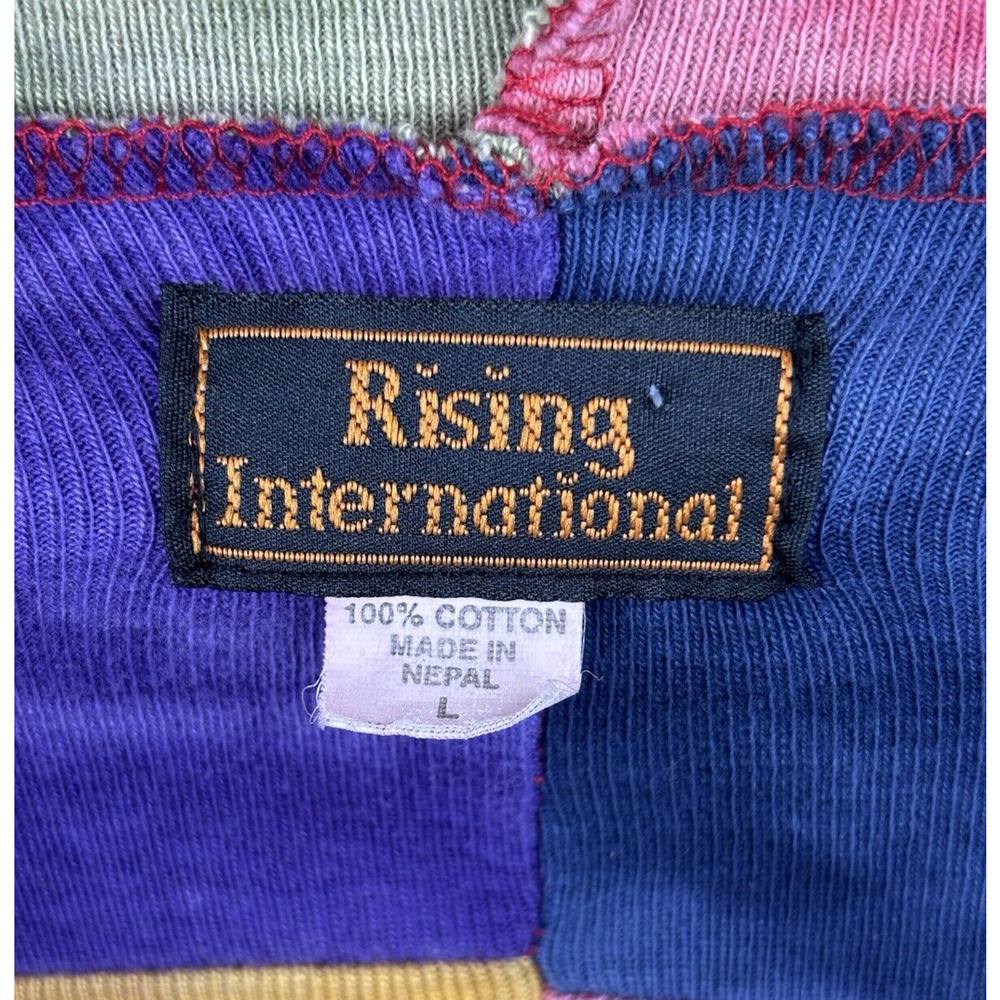 Rising International Patchwork Hoodie Jacket Womens Size L Hippie Boho Tie Dye - Picture 5 of 13